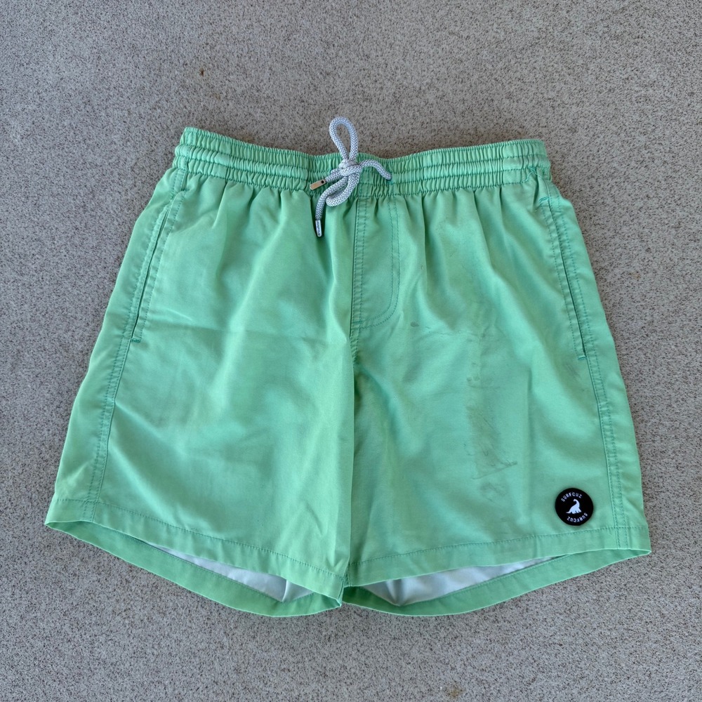 SurfCuz Mens Small Swim Trunks - Mint Green Mesh Lined Shorts